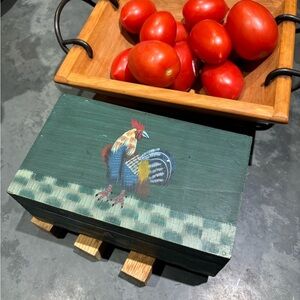 Vintage Hand-Painted Rooster Wooden Box